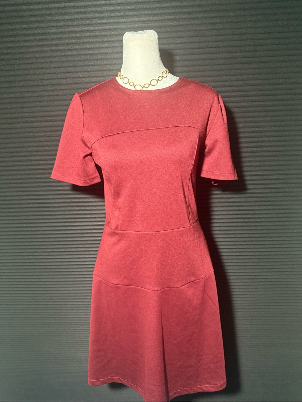 DREW Cherry Red Short-Sleeve Fit-and-Flare Mini Dress